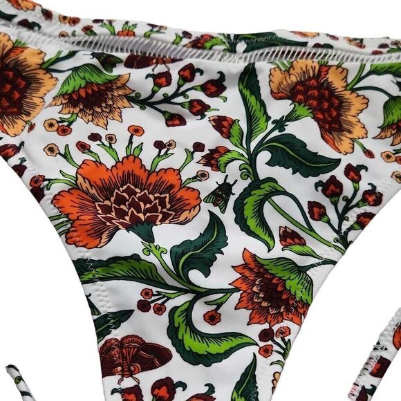 Cupshe Ladies Size XXL White Orange Green Floral Bikini Bottoms - Picture 3 of 5